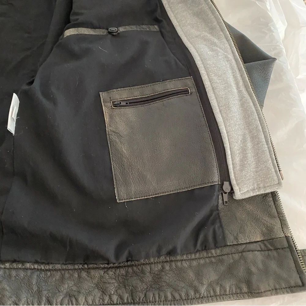 Vintage Leather Biker jacket Black SZ. L  NWOT - Picture 14 of 15